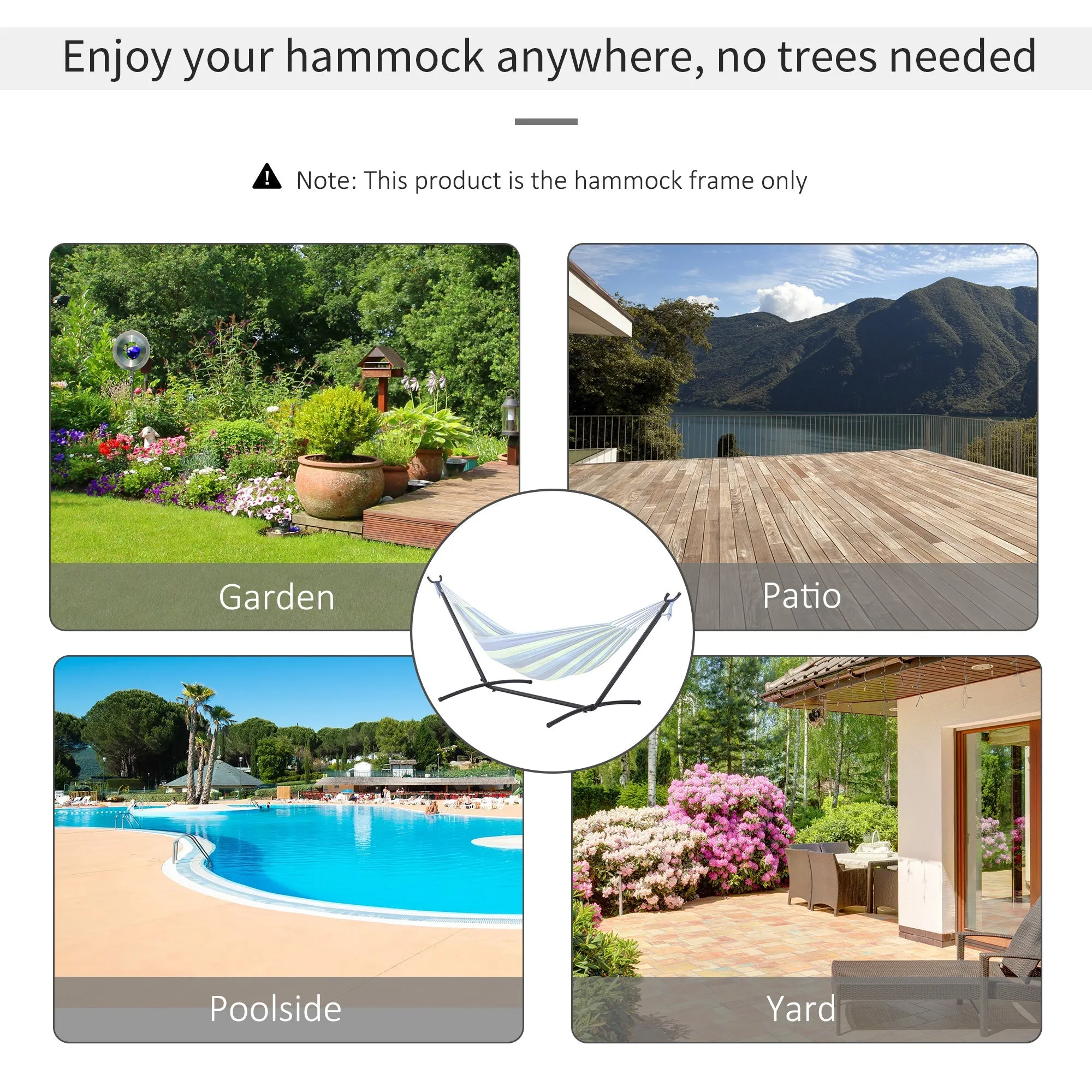 Outsunny 2.86m Universal Hammock Stand Metal Frame Garden Camping Picnic Outdoor Patio Replacement Ð Stand Only