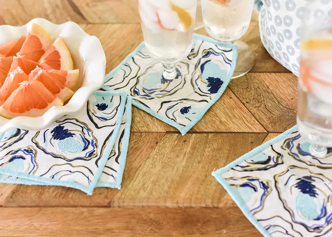 Oyster Print Cocktail Napkins, Set of 4