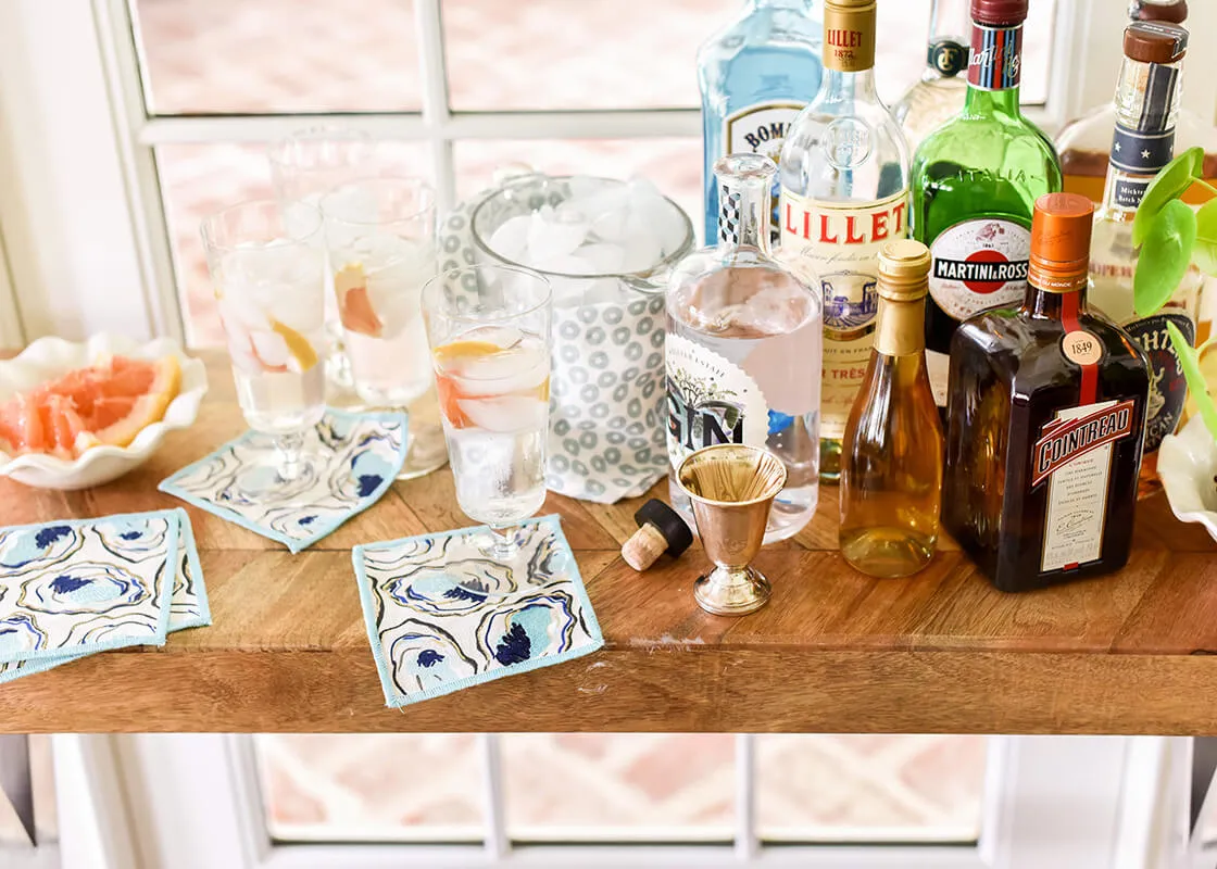 Oyster Print Cocktail Napkins, Set of 4