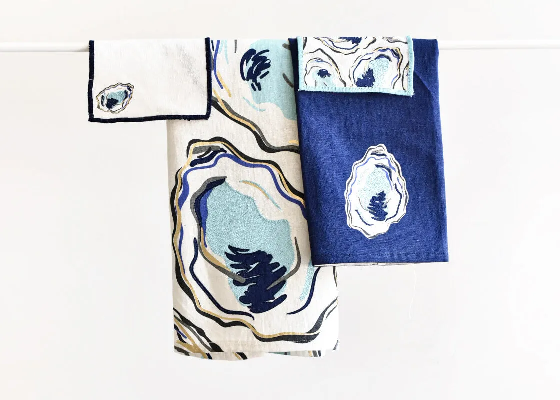 Oyster Print Cocktail Napkins, Set of 4