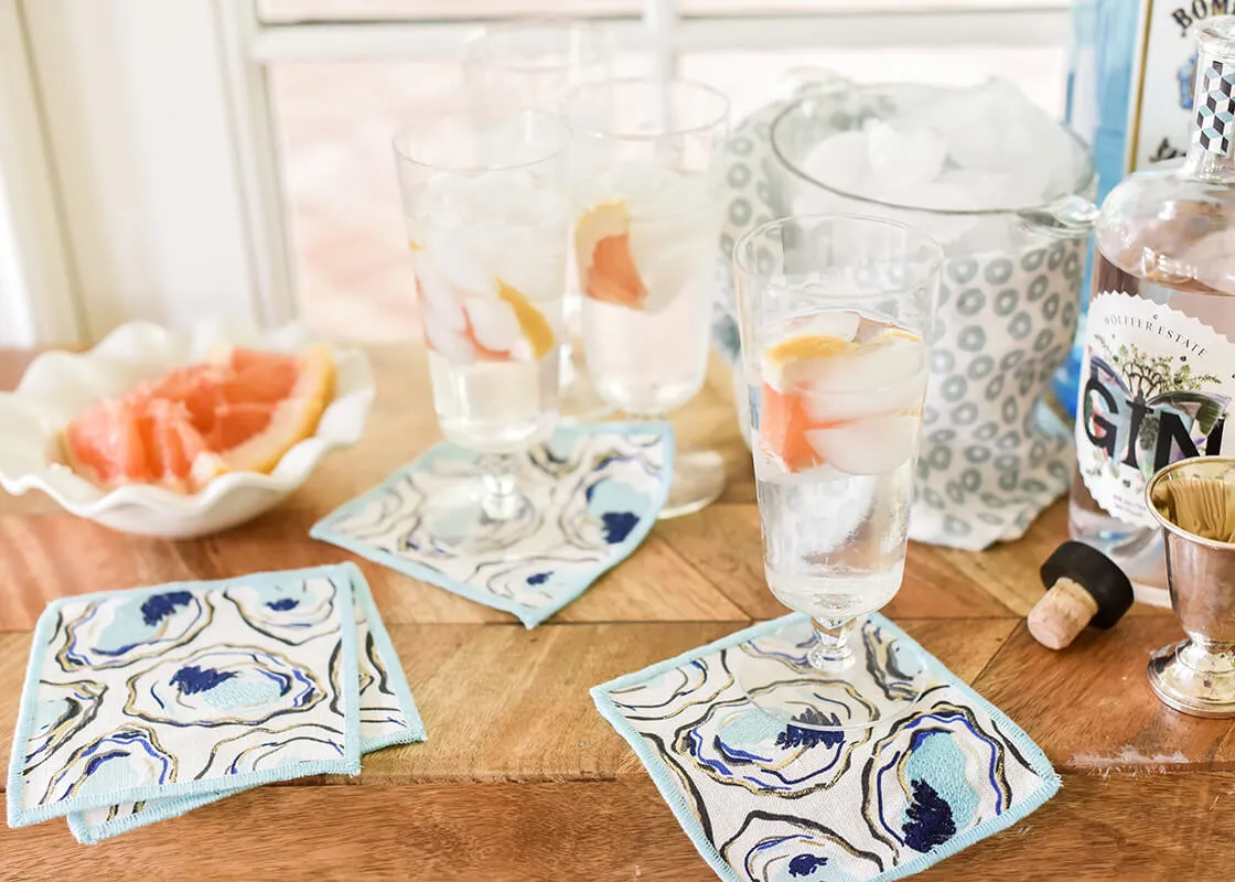 Oyster Print Cocktail Napkins, Set of 4