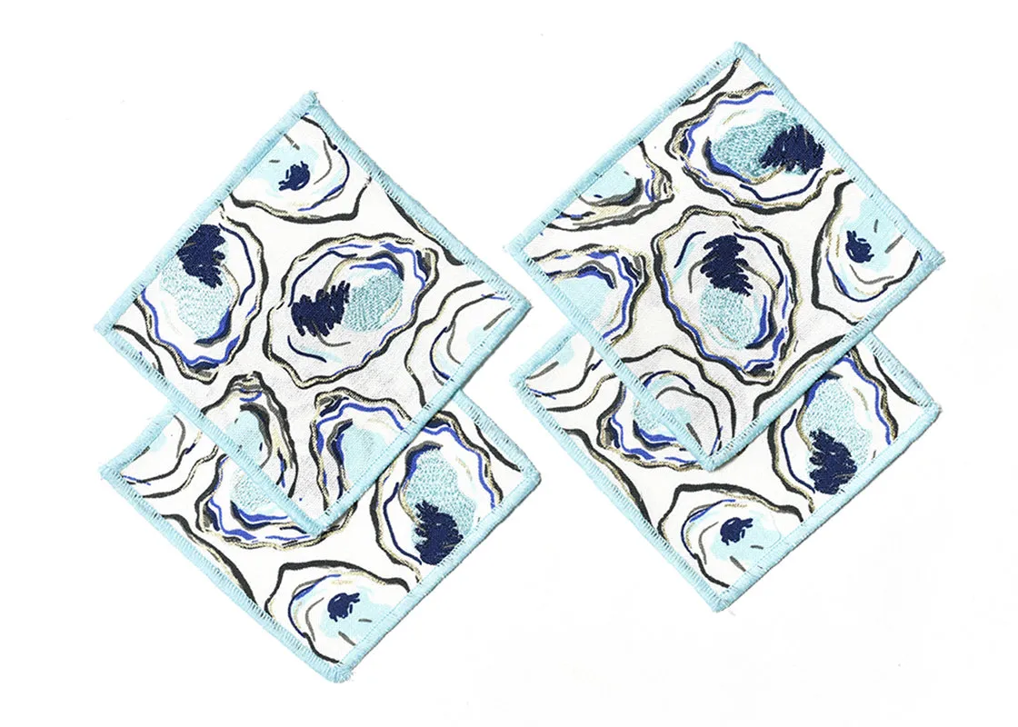 Oyster Print Cocktail Napkins, Set of 4