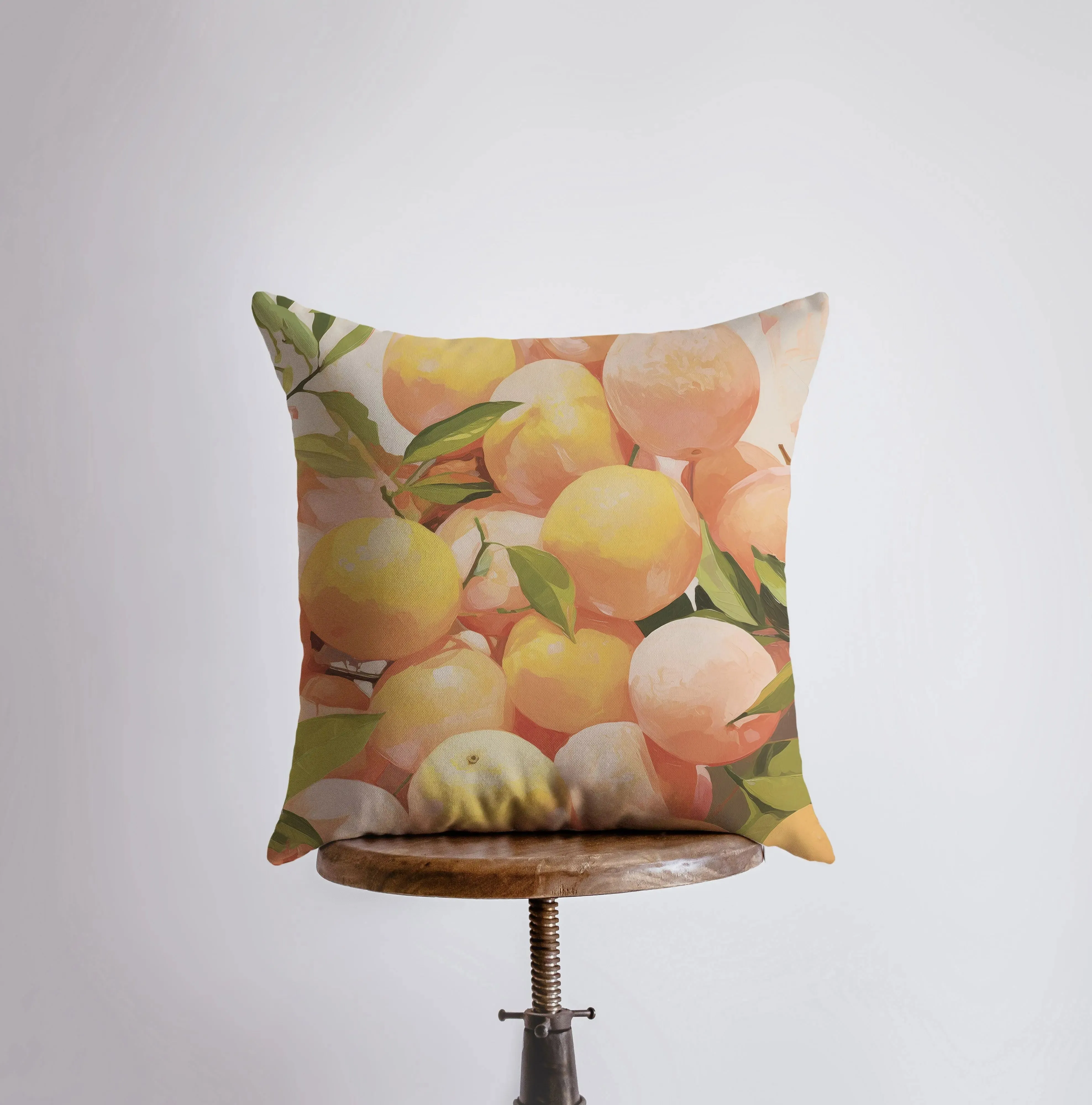 Peach Oranges | Gouache Painting | Food Pillow | Fruit | Citurs | Still Life | Throw Pillow | Home Decor | Gift for Her | Pillow Cover