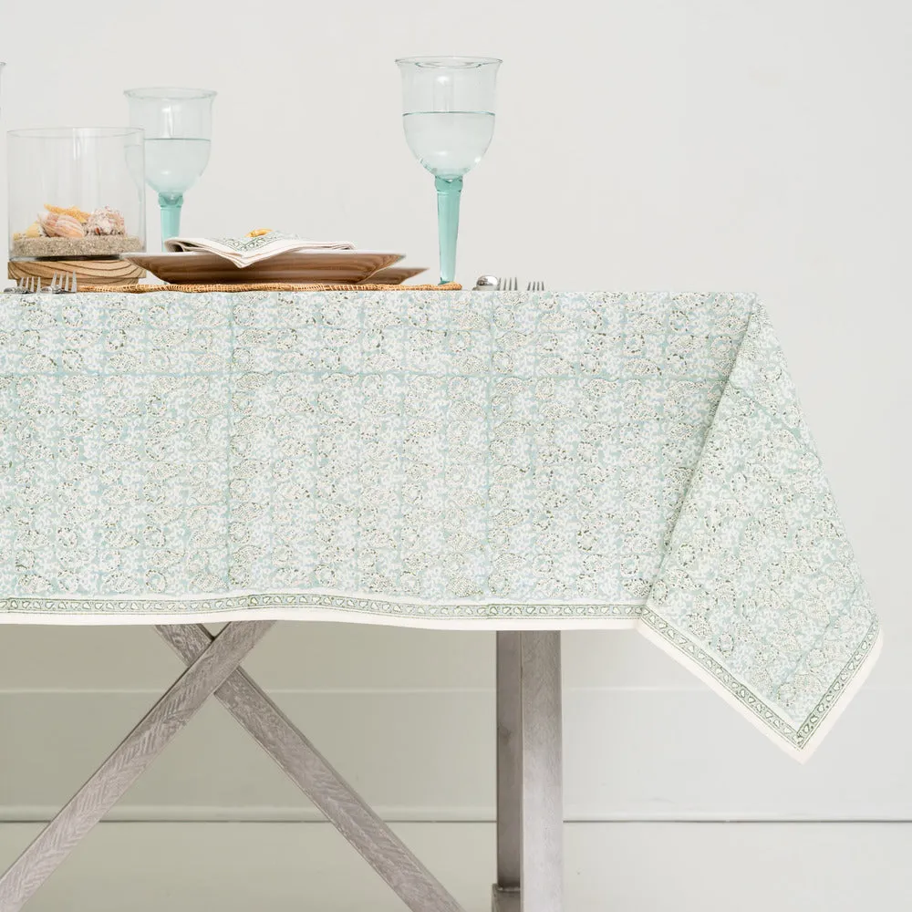 Pomegranate India Hicks Tablecloth - Seashell Seafoam