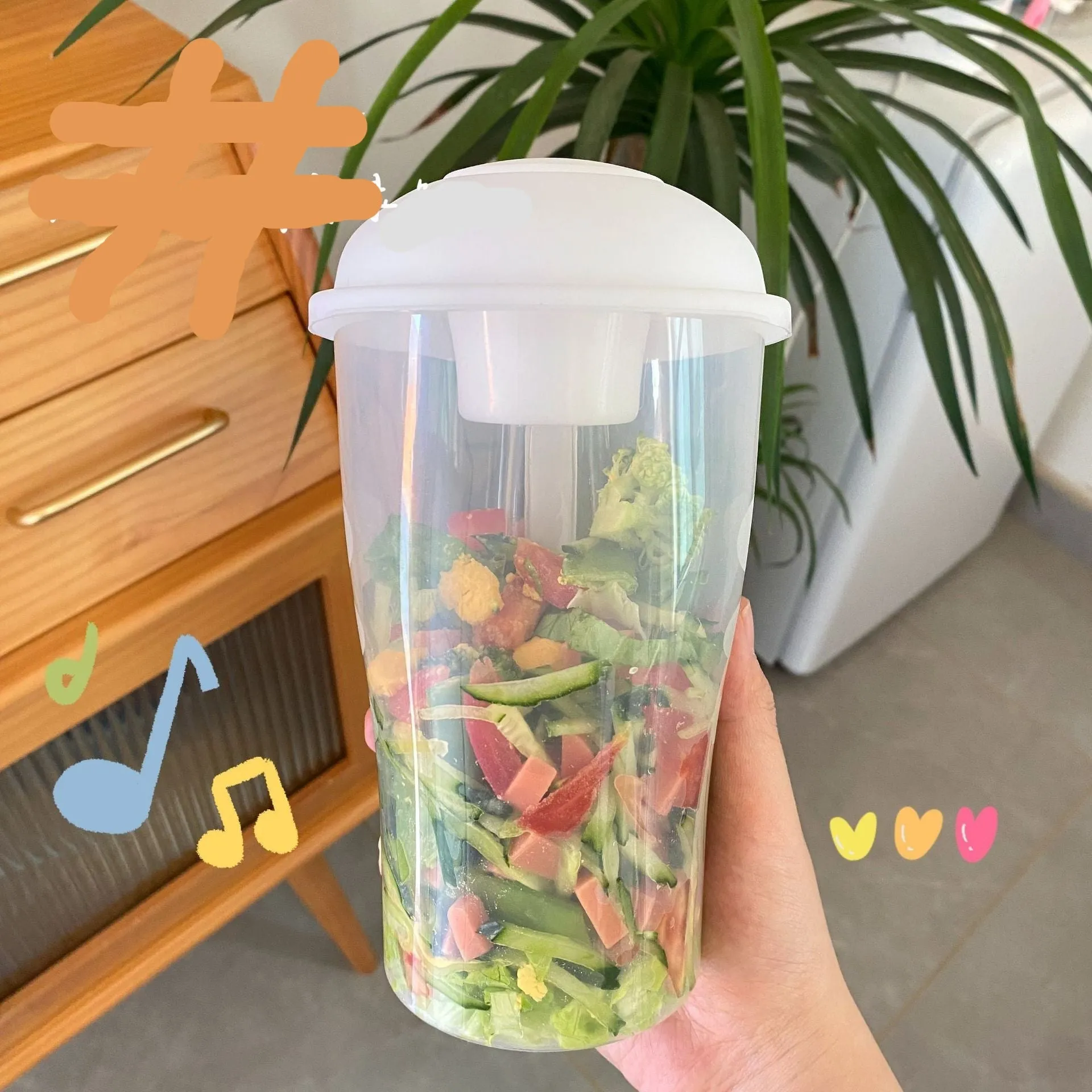 Portable Built-in Fork Mini Salad Cup