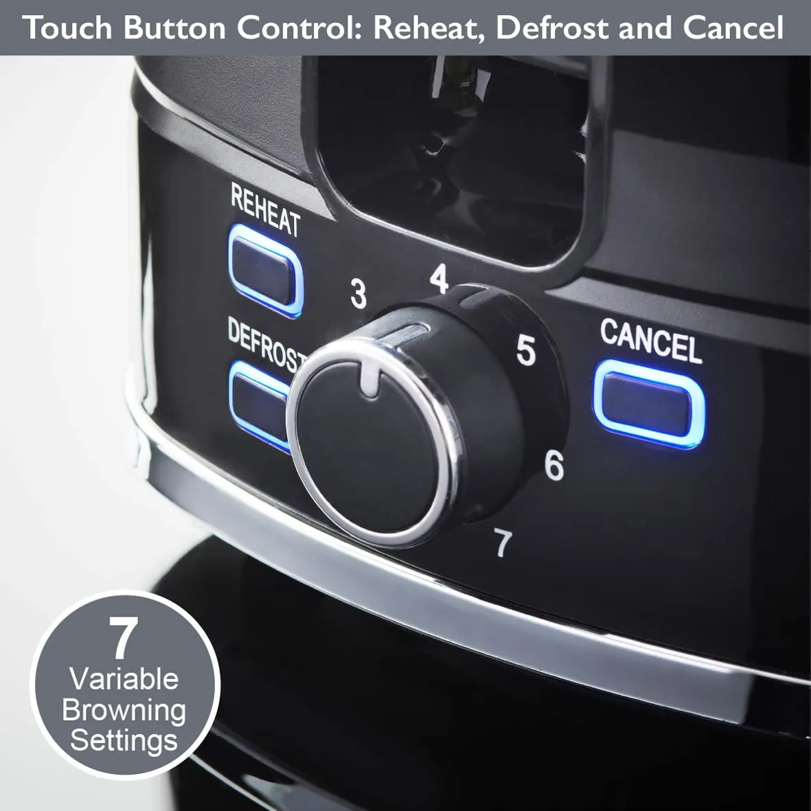 Quest Harmony 2 Slice Toasters / 7 Browning Levels/Sleek Modern Design/Defrost & Reheat Settings/Electronic Timer Control/Removable Crumb Tray / 930W Power (Black)