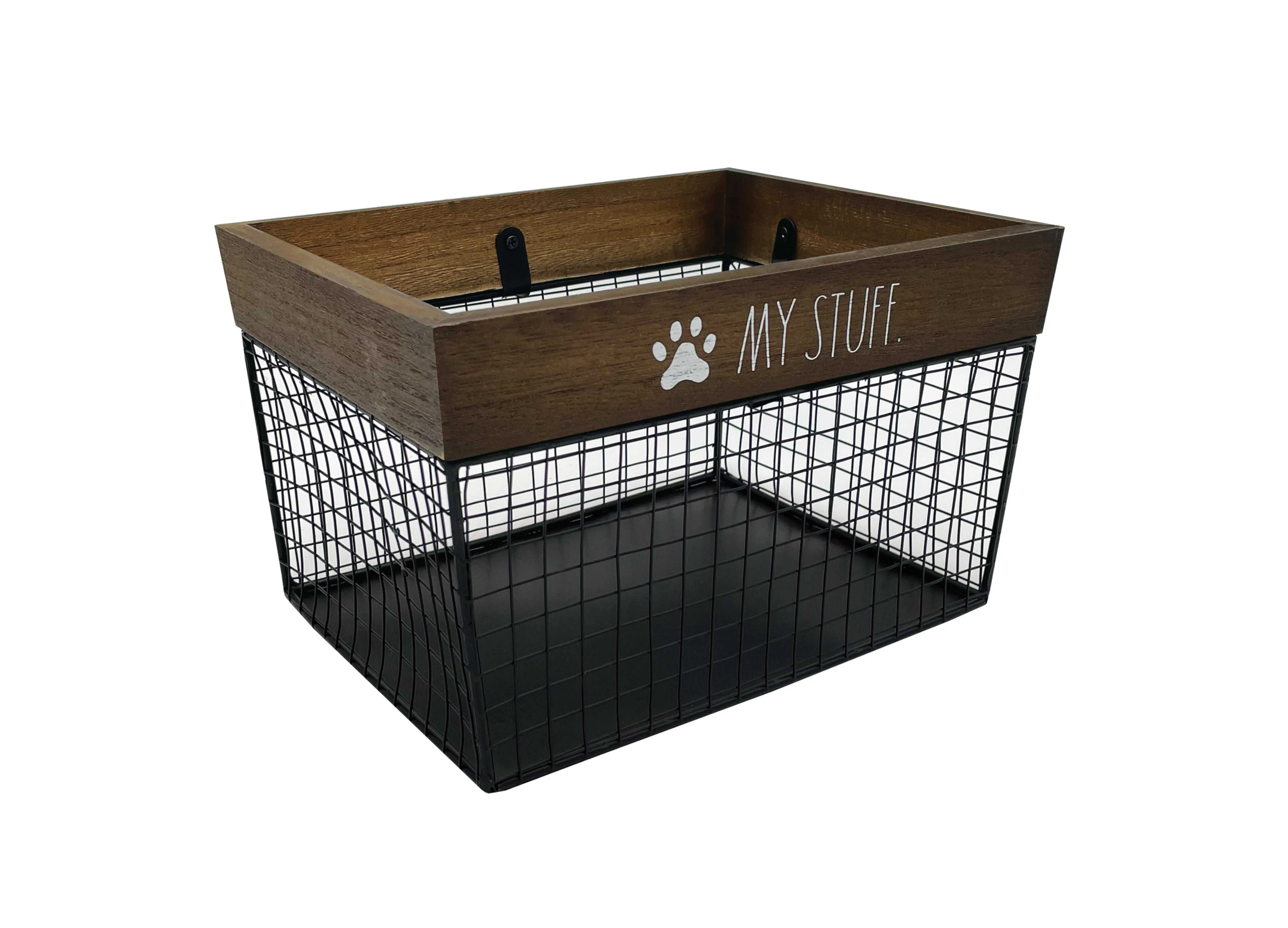 Rae Dunn “My Stuff” Set of 2 Black Wired Metal Baskets for Pet Supplies
