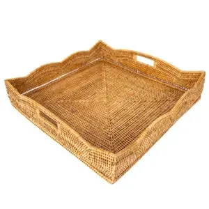 Rattan™ Scallop Collection Square Tray with Cutout Handles
