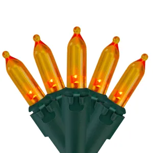 relaxed 100ct LED Mini Christmas Lights Green - 33' Green Wire Orange