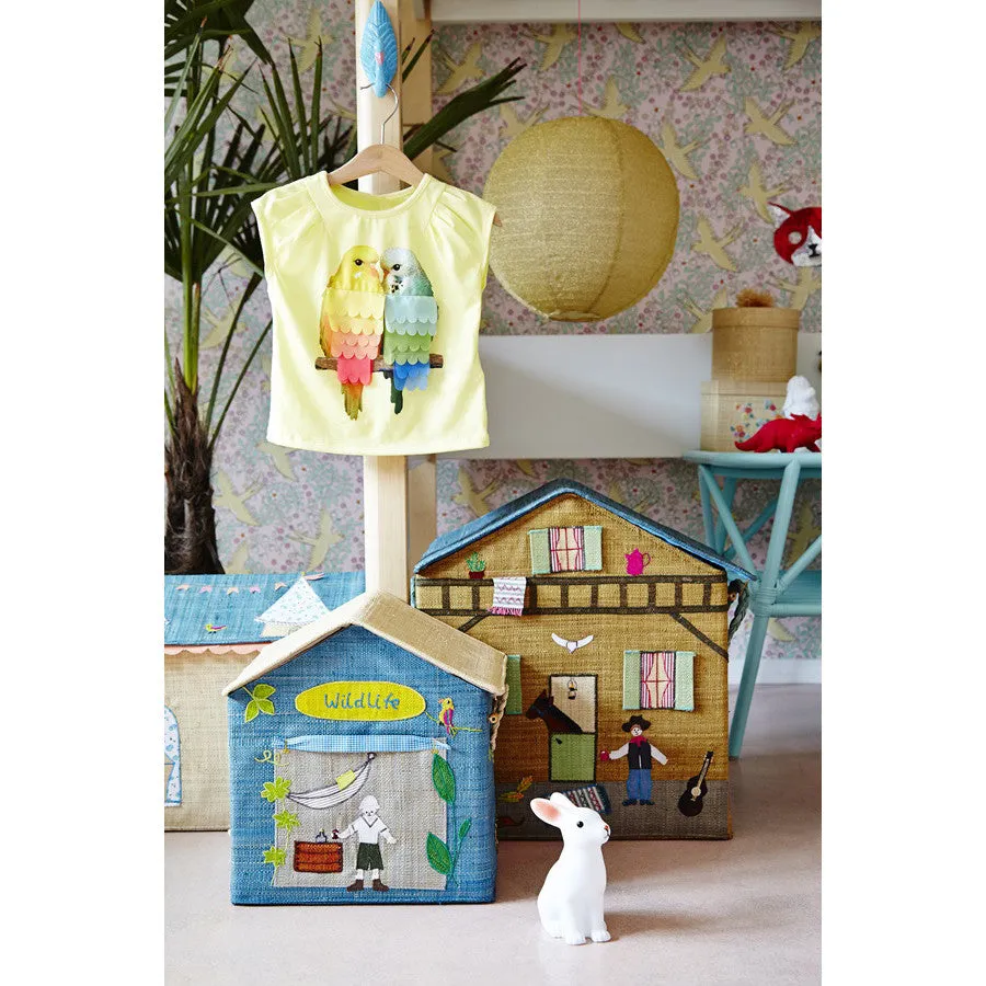 Rice DK Foldable Toy Basket with Wildlife Theme Small