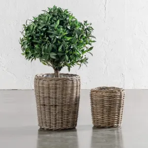 RIVIERE RATTAN POT WITH PLASTIC INNER LINER BUNDLE X2  |  MEDIUM   X-LARGE