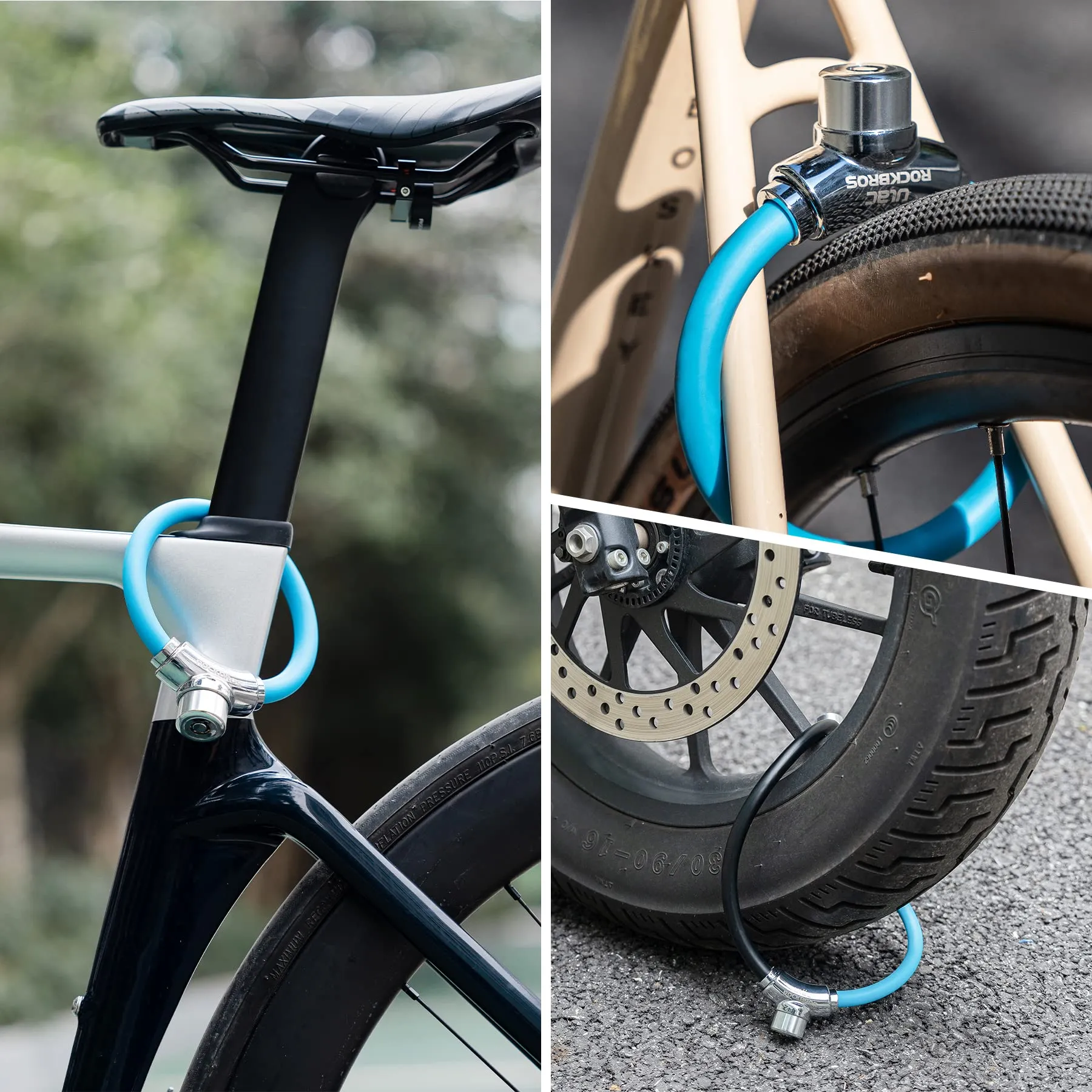 ROCKBROS Anti-Theft Bike Cable Lock, Portable, Key Lock, Rustproof
