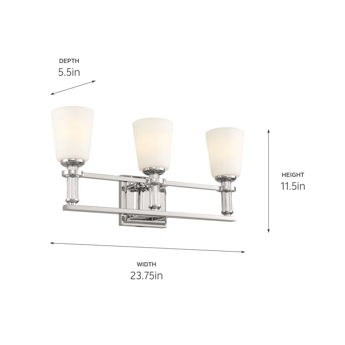 Rosalind 24 in. 3 Lights Vanity Light Polished Nickel finish
