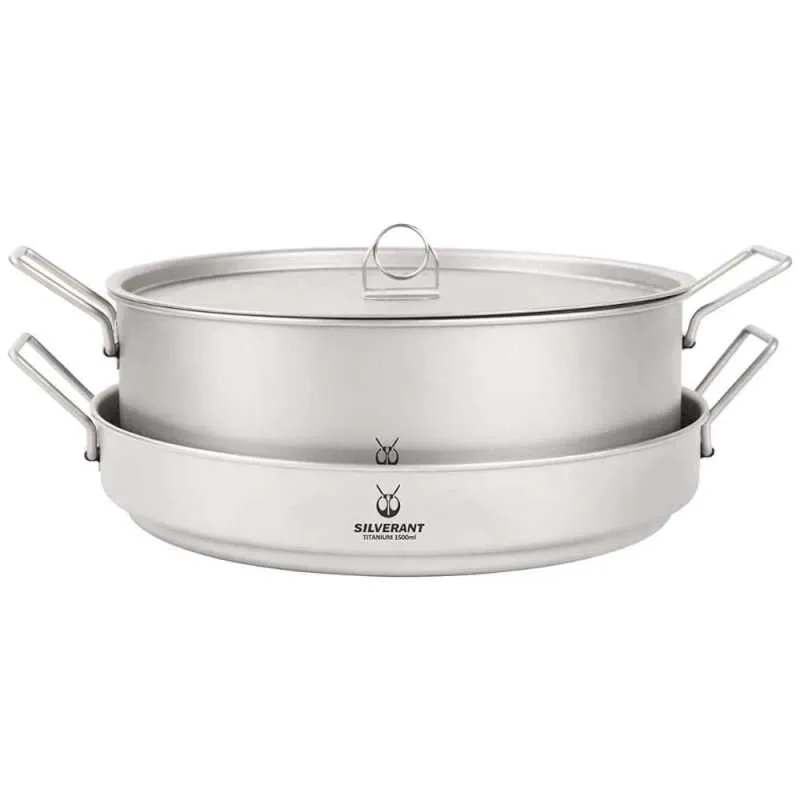 SilverAnt | 2-Piece Camping Cookware Set With Hanger | Large | Titanium