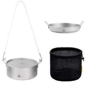 SilverAnt | 2-Piece Camping Cookware Set With Hanger | Large | Titanium