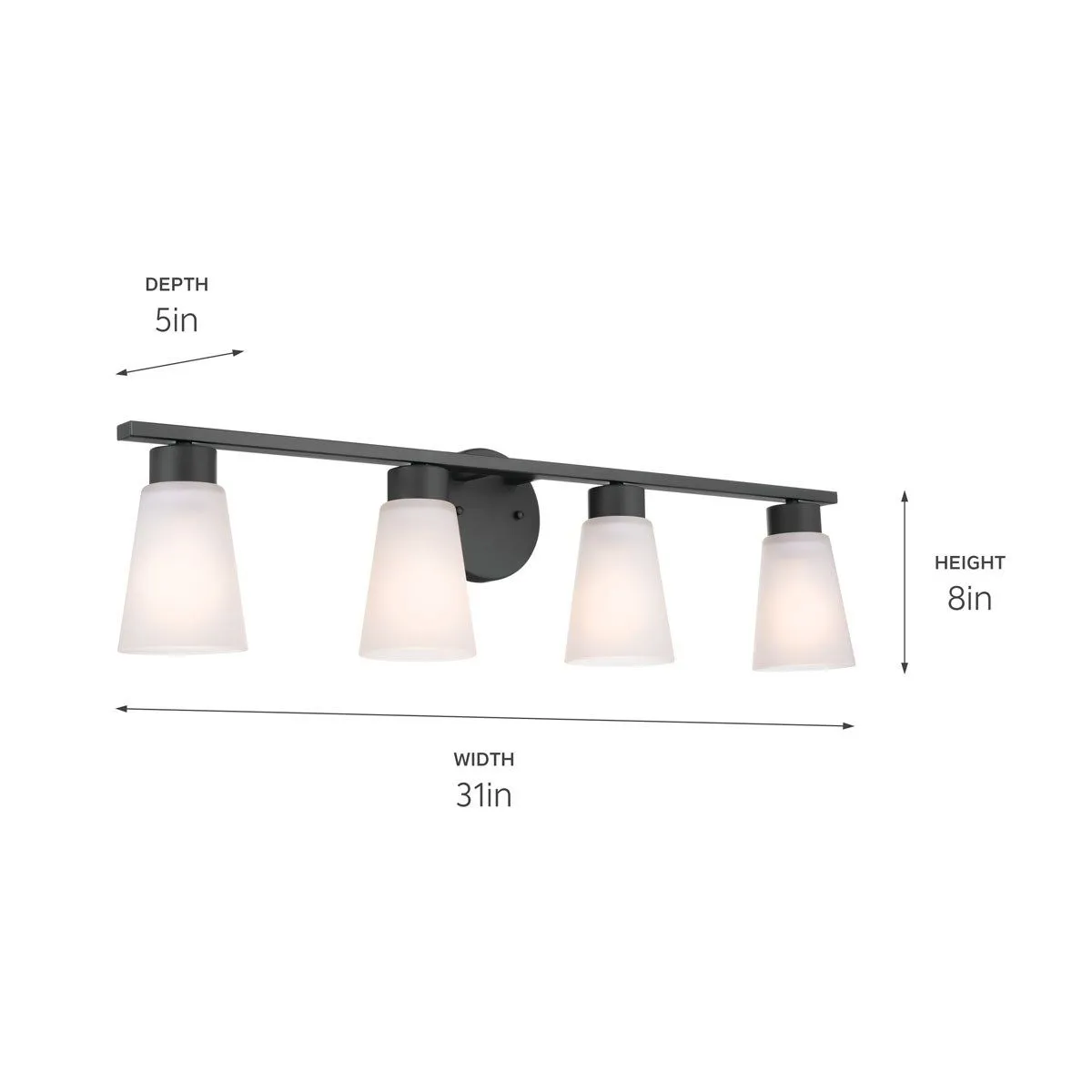 Stamos 31 in. 4 Lights Vanity Light Black finish