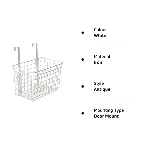 Styleys Iron Multifunctional Kitchen Storage Rack (S11102, White, H 28 x L 26 x W 14.5 cm, Hanging Shelves)