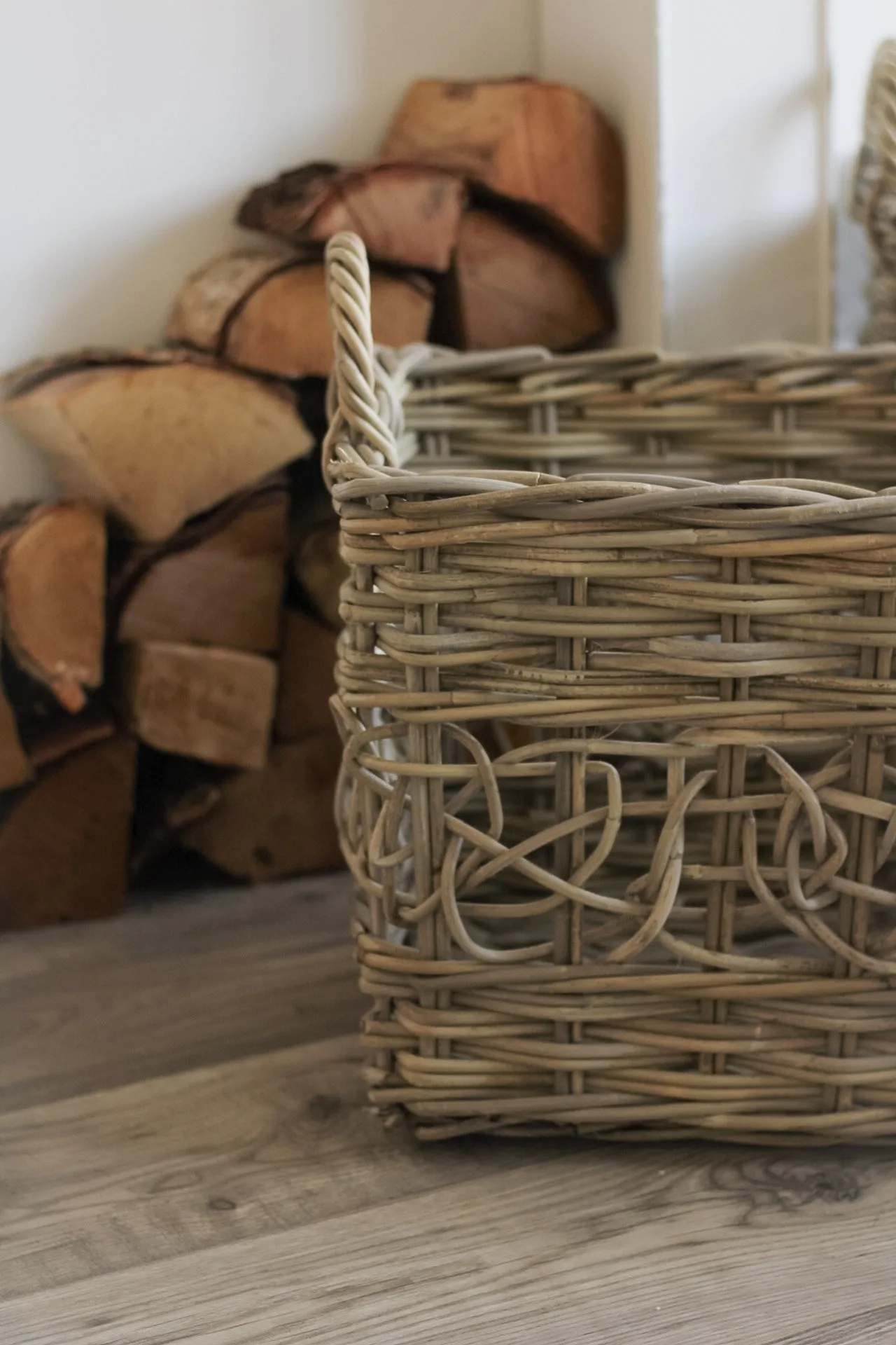 Tabley Decorative Weave Rectangular Wicker Basket