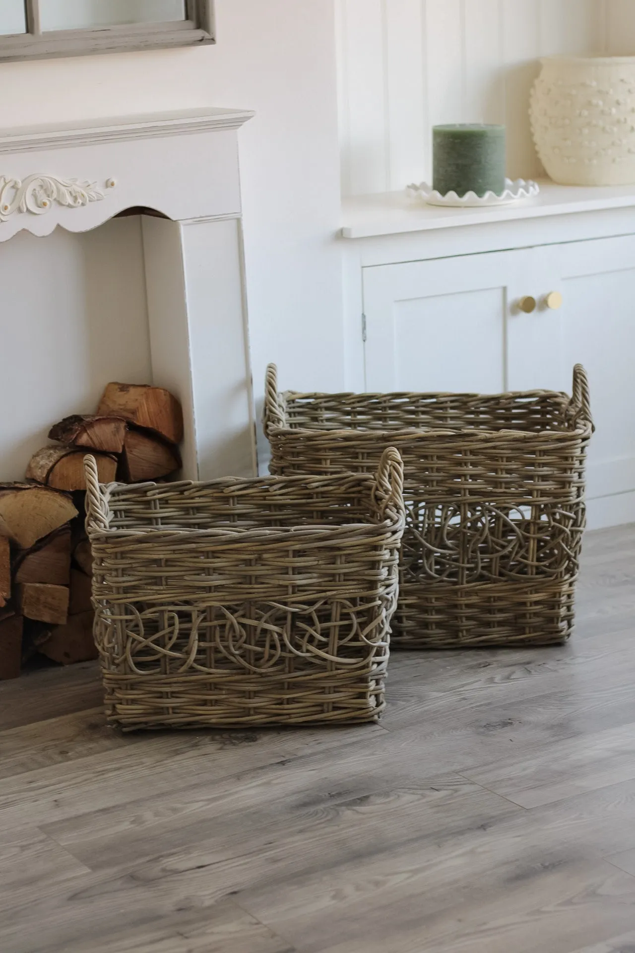 Tabley Decorative Weave Rectangular Wicker Basket