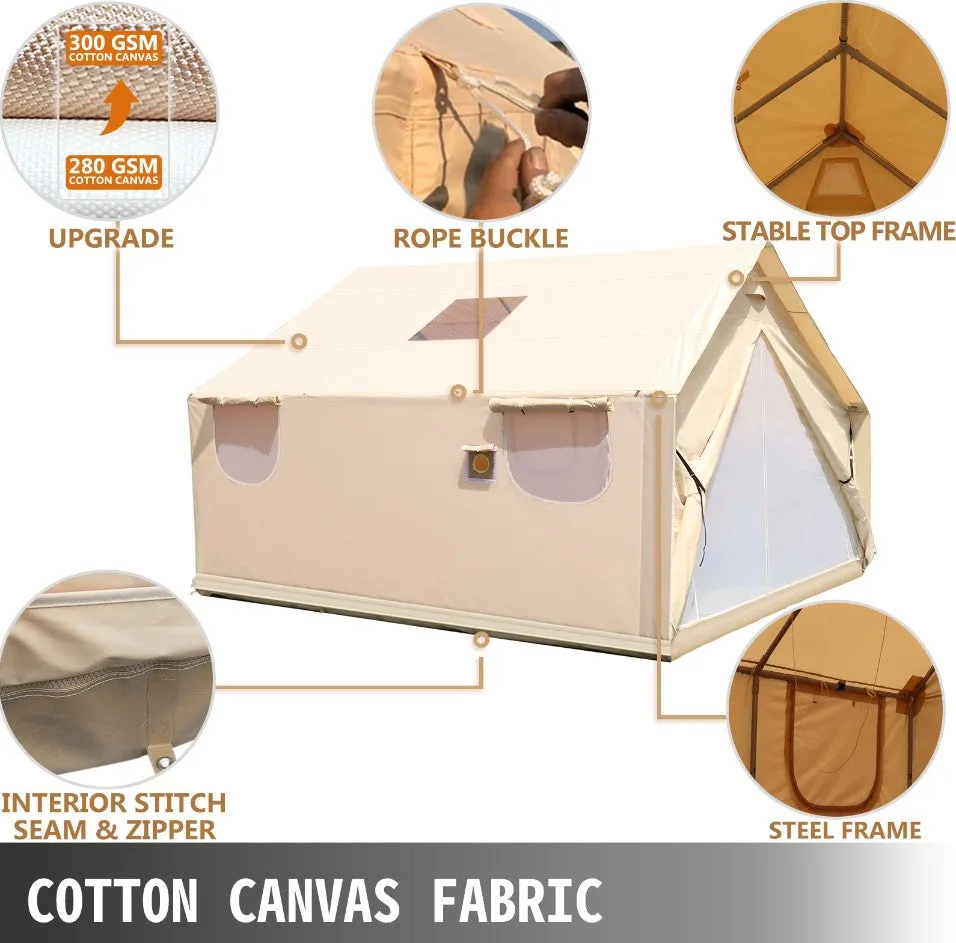 VEVOR Canvas Wall Tent 10x12ft, Wall Tent with PVC Storm Flap, Large Canvas Wall Tent Waterproof, Camping Canvas Tents With Stove Hole for 6-8 people Outdoor Camping Hiking Party Hunting