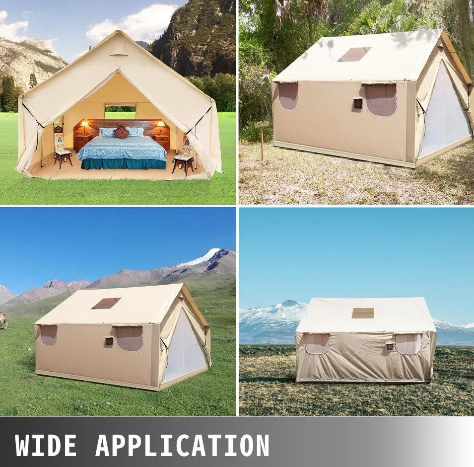VEVOR Canvas Wall Tent 10x12ft, Wall Tent with PVC Storm Flap, Large Canvas Wall Tent Waterproof, Camping Canvas Tents With Stove Hole for 6-8 people Outdoor Camping Hiking Party Hunting