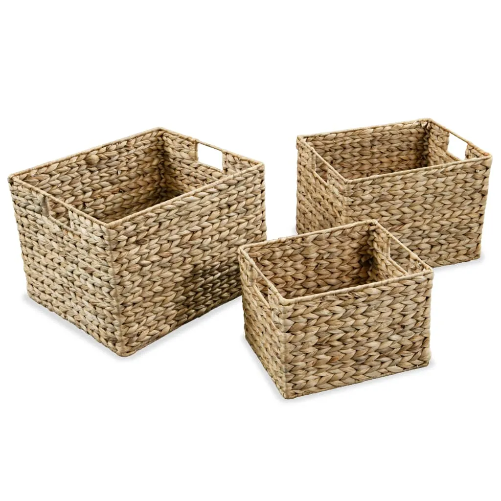 vidaXL Storage Basket Set 3 Pieces Water Hyacinth - Rustic Charm, Sturdy Design