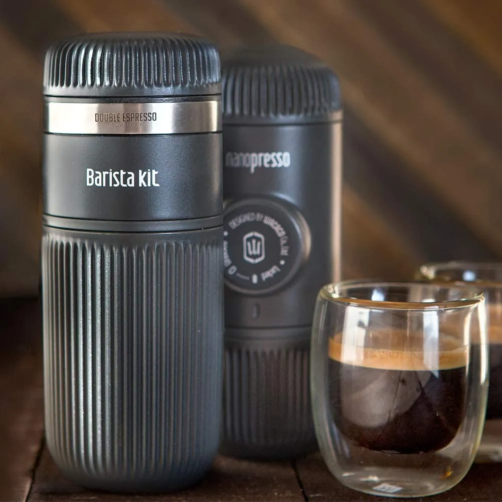 WACACO BUNDLE - Nanopresso - Hand Powered Espresso Machine for Ground Coffee & Barista Kit for Ground Coffee