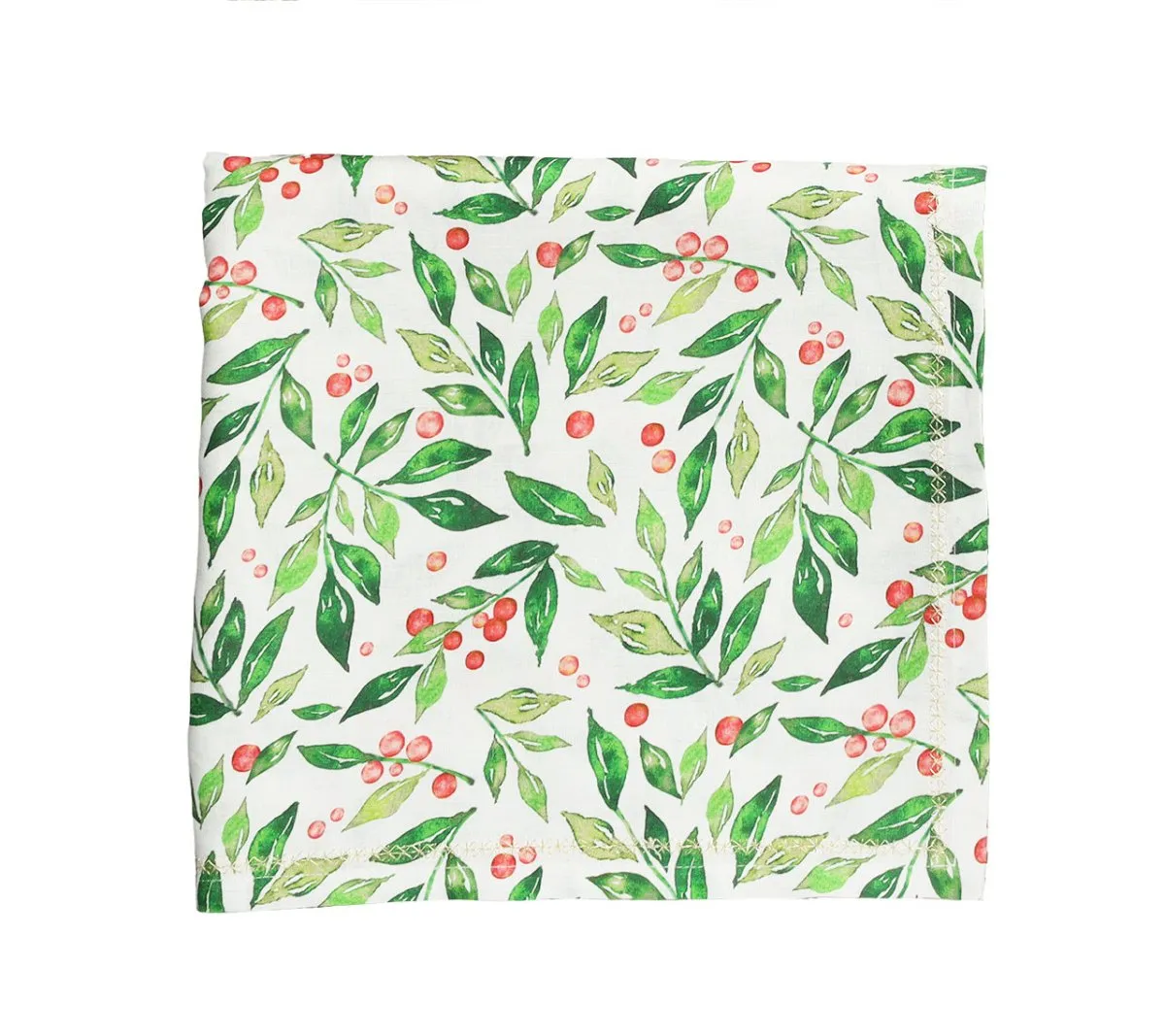 Winter Foliage Tablecloth in White, Red & Green