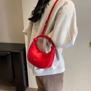 Women's Shoulder Messenger Soft Leather Portable Moon Bag