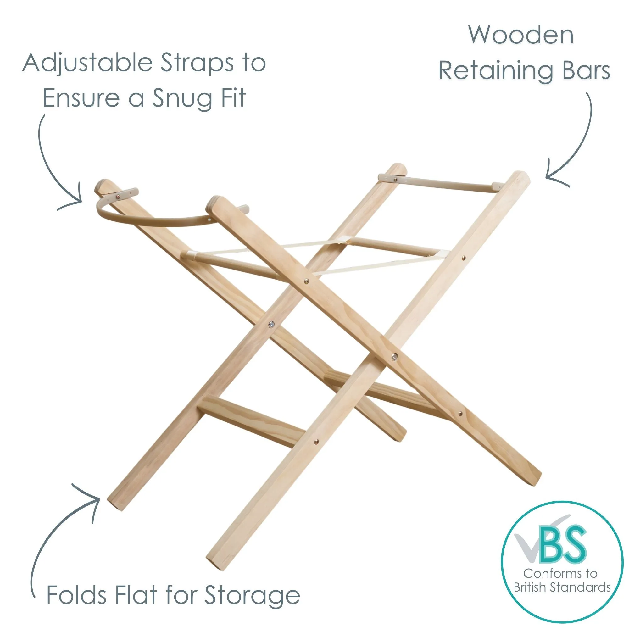 Wooden Folding Moses Basket Stand